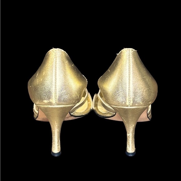 Butter Women’s Heels Italian Leather Gold Peep Toe/Cutout Pump Size-7.5 EUC - Picture 4 of 5